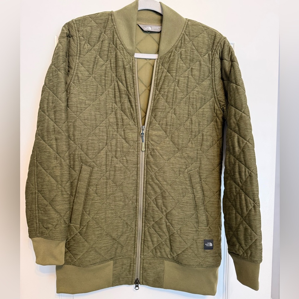 The North Face Olive Green Quilted Zip-Up Jacket